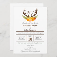 Rustic Antler Deer Floral Woodland Wedding