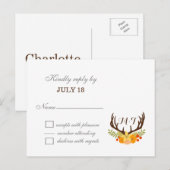 Rustic Antler Deer Floral Woodland Wedding Uitnodiging Briefkaart (Voorkant / Achterkant)