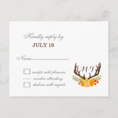 Rustic Antler Deer Floral Woodland Wedding Uitnodiging Briefkaart (Voorkant)