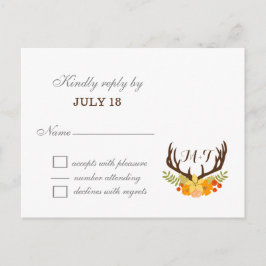 Rustic Antler Deer Floral Woodland Wedding Uitnodiging Briefkaart
