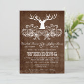 Rustic Antler Deer Winter Woodland bruiloft Kaart (Staand voorkant)