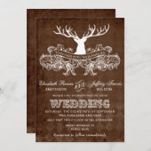 Rustic Antler Deer Winter Woodland bruiloft Kaart (Voorkant / Achterkant)