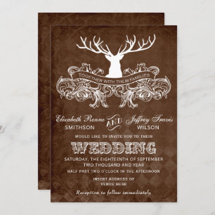Rustic Antler Deer Winter Woodland bruiloft Kaart