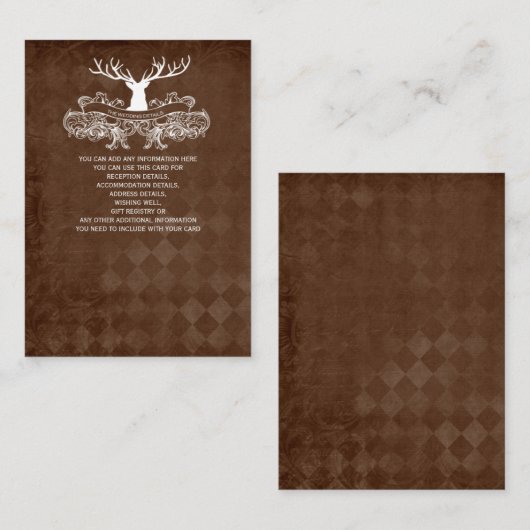 Rustic Antler Deer Winter Woodland Wedding Informatiekaartje (Voorkant / Achterkant)