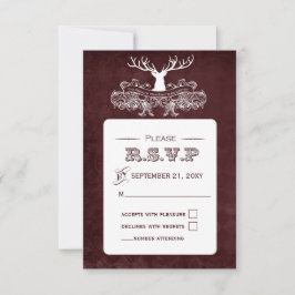 Rustic Antler Deer Winter Woodland Wedding RSVP Kaartje