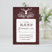 Rustic Antler Deer Winter Woodland Wedding RSVP Kaartje (Staand voorkant)