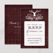 Rustic Antler Deer Winter Woodland Wedding RSVP Kaartje (Voorkant / Achterkant)