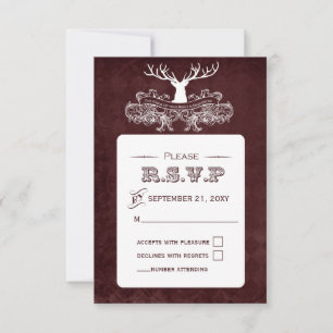 Rustic Antler Deer Winter Woodland Wedding RSVP Kaartje