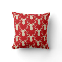 Rustic Antler Deer Woodland Pillow