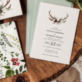 Rustic Antler Floral Wedding Boho Woodland Barn Kaart