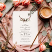 Rustic Antler Floral Wedding Boho Woodland Barn Kaart