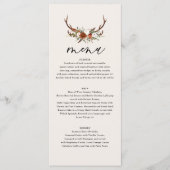 Rustic Antler Floral Wedding Boho Woodland Menu (Voorkant)
