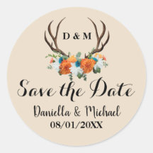 Rustic Antler Floral Wedding Save the Date