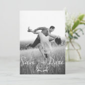 Rustic Antler Graphic | White Save the Date Kaart (Staand voorkant)