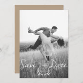 Rustic Antler Graphic | White Save the Date Kaart (Voorkant / Achterkant)