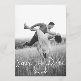 Rustic Antler Graphic | White Save the Date Kaart