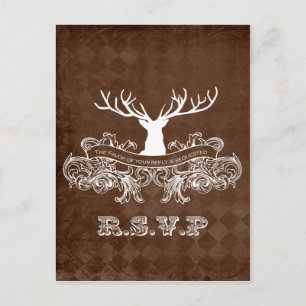 Rustic Antler, Herten Winter Woodland RSVP Uitnodiging Briefkaart