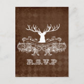 Rustic Antler, Herten Winter Woodland RSVP Uitnodiging Briefkaart (Voorkant)