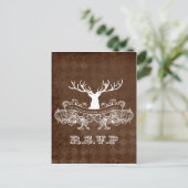 Rustic Antler, Herten Winter Woodland RSVP Uitnodiging Briefkaart (Staand voorkant)