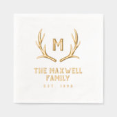 Rustic Antler Monogram familienaam vastgesteld Folie Servetten (Voorkant)