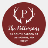 Rustic Antler Monogram Return Address Label (Voorkant)