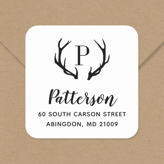 Rustic Antler Monogram Return Address Label
