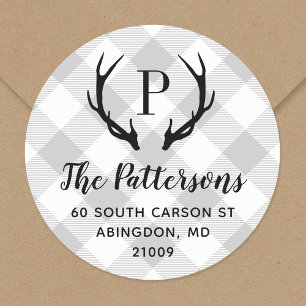 Rustic Antler Monogram Return Address Label