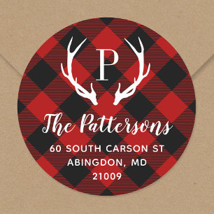Rustic Antler Monogram Return Address Label