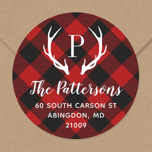Rustic Antler Monogram Return Address Label