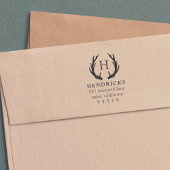 Rustic Antler Monogram Return Address Zelfinktende Stempel
