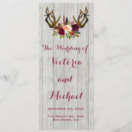 Rustic Antler-programma voor floraalhout Programmakaart