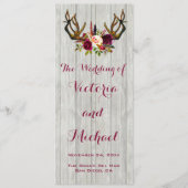 Rustic Antler-programma voor floraalhout Programmakaart (Voorkant)