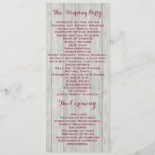 Rustic Antler-programma voor floraalhout Programmakaart (Achterkant)