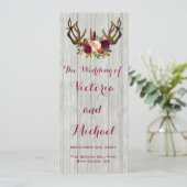 Rustic Antler-programma voor floraalhout Programmakaart (Staand voorkant)