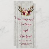 Rustic Antler-programma voor floraalhout Programmakaart (Voorkant / Achterkant)
