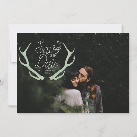 Rustic Antler slaat de datum op Save The Date (Voorkant)