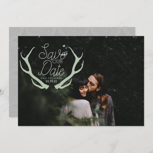 Rustic Antler slaat de datum op Save The Date (Voorkant / Achterkant)