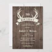 Rustic Antlers Banner Barnwood Male's Birthday Kaart (Voorkant)