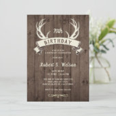 Rustic Antlers Banner Barnwood Male's Birthday Kaart (Staand voorkant)