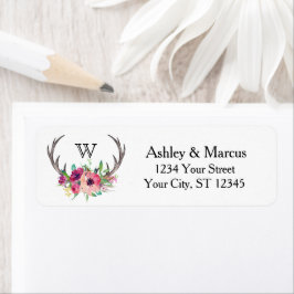 Rustic Antlers Boho Floral Allure Etiket
