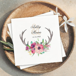 Rustic Antlers Boho Floral Allure Servetten