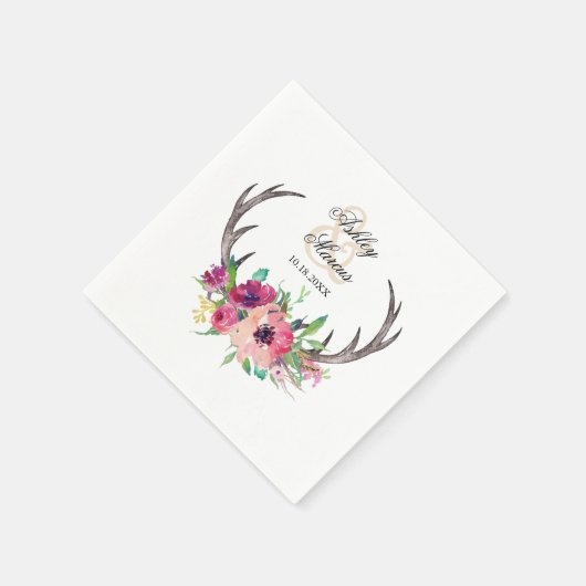 Rustic Antlers Boho Floral Allure Servetten (Hoek)