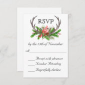 Rustic Antlers Boho Woodland Winter Wedding RSVP (Voorkant / Achterkant)