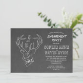 Rustic Antlers Chalk Engagement Party Kaart (Staand voorkant)