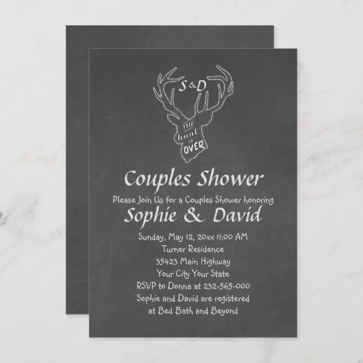 Rustic Antlers Chalk Engagement Party Kaart (Voorkant / Achterkant)
