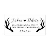 Rustic Antlers & Cute Heart Wedding Return Address Rubberstempel (Afrduk)