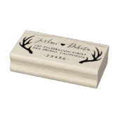 Rustic Antlers & Cute Heart Wedding Return Address Rubberstempel (Stempel)