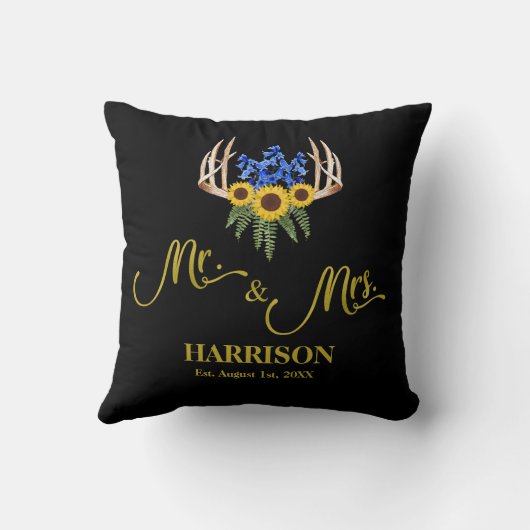 Rustic Antlers de heer en mevrouw Lastname Pas get Kussen (Achterkant)