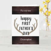 Rustic Antlers Eerste Vaderdag Zoon Kaart (Gele Bloem)