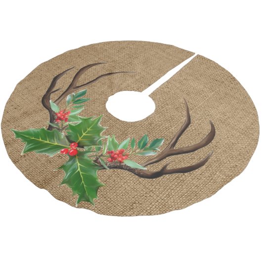 Rustic Antlers en Holly Kerstboom Rok (Gekanteld)
